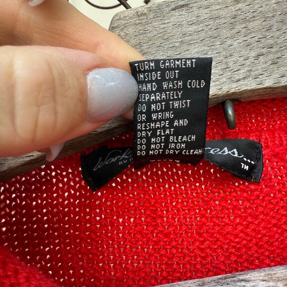 Vintage 90s Work in Progress Red Teddy Bear Christmas Sweater SMALL - Picture 5 of 8